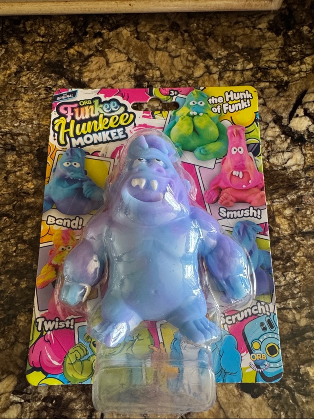 Orb Funkee Hunkee Monkee Stretch Toy Fidget Sensory Bend Twist Purple & Blue